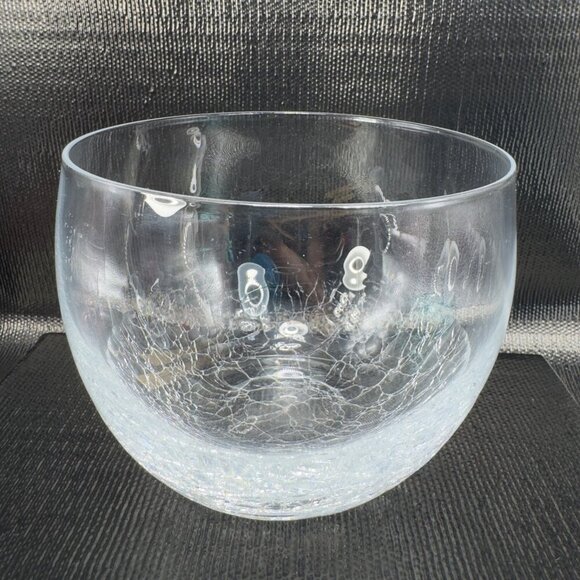 Pier 1 Glass Crackle Bottom Clear Glass Bowl Dish Votive Candle Holder 5inch W - Picture 4 of 9